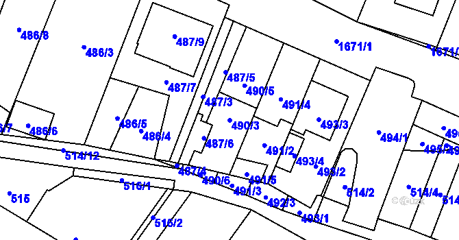 Parcela st. 490/3 v KÚ Tasovice nad Dyjí, Katastrální mapa