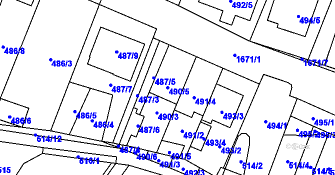 Parcela st. 490/5 v KÚ Tasovice nad Dyjí, Katastrální mapa