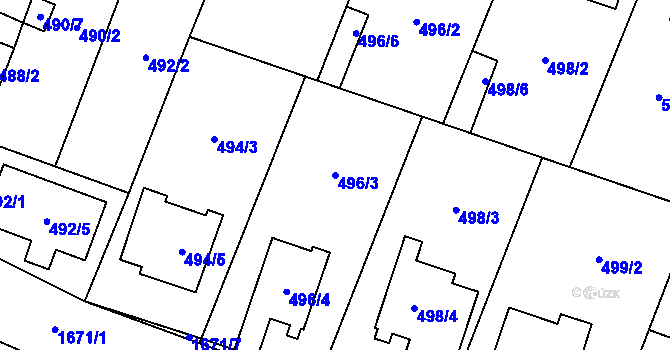 Parcela st. 496/3 v KÚ Tasovice nad Dyjí, Katastrální mapa