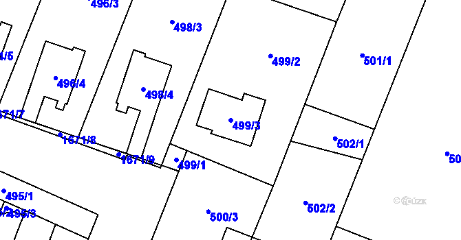 Parcela st. 499/3 v KÚ Tasovice nad Dyjí, Katastrální mapa