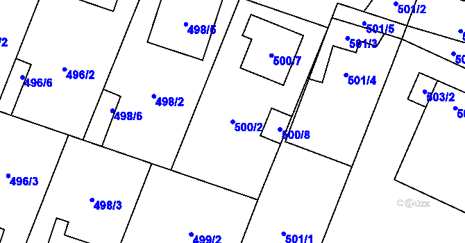 Parcela st. 500/2 v KÚ Tasovice nad Dyjí, Katastrální mapa