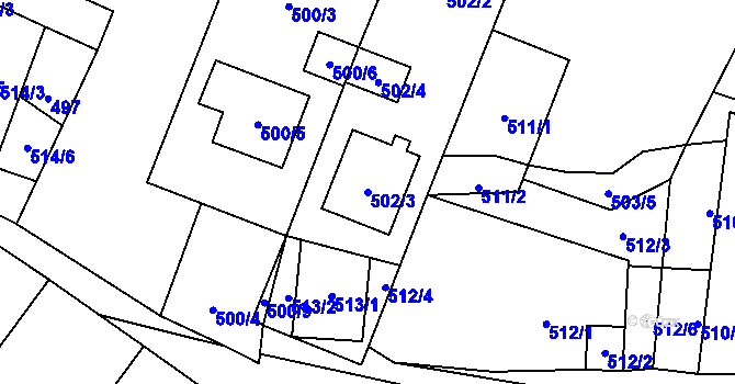 Parcela st. 502/3 v KÚ Tasovice nad Dyjí, Katastrální mapa