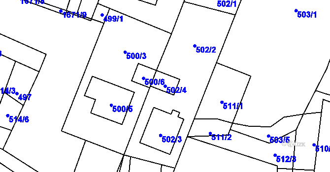 Parcela st. 502/4 v KÚ Tasovice nad Dyjí, Katastrální mapa