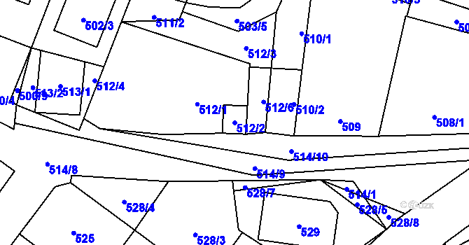 Parcela st. 512/2 v KÚ Tasovice nad Dyjí, Katastrální mapa