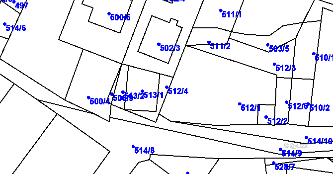 Parcela st. 512/4 v KÚ Tasovice nad Dyjí, Katastrální mapa