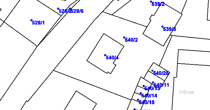 Parcela st. 540/4 v KÚ Tasovice nad Dyjí, Katastrální mapa