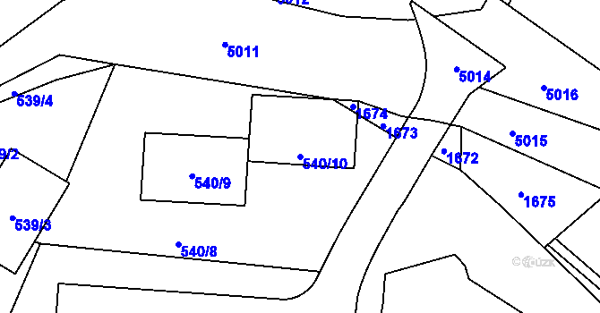 Parcela st. 540/10 v KÚ Tasovice nad Dyjí, Katastrální mapa