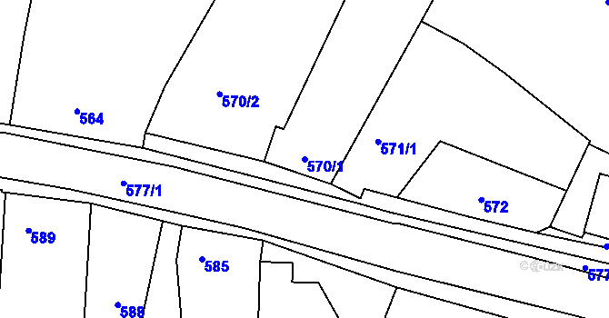 Parcela st. 570/1 v KÚ Tasovice nad Dyjí, Katastrální mapa