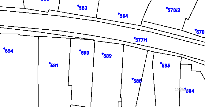 Parcela st. 589 v KÚ Tasovice nad Dyjí, Katastrální mapa