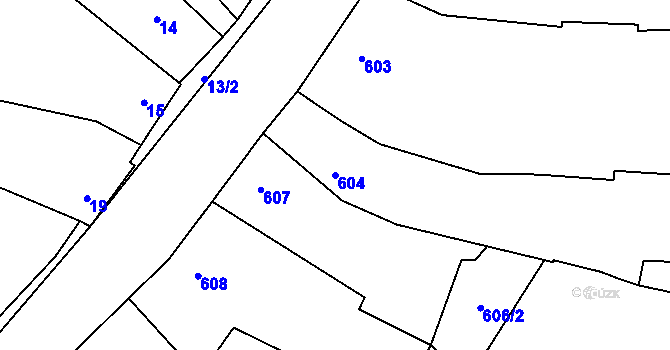 Parcela st. 604 v KÚ Tasovice nad Dyjí, Katastrální mapa