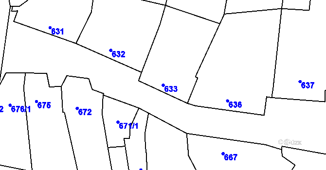 Parcela st. 633 v KÚ Tasovice nad Dyjí, Katastrální mapa
