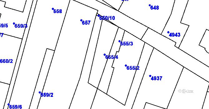 Parcela st. 655/4 v KÚ Tasovice nad Dyjí, Katastrální mapa