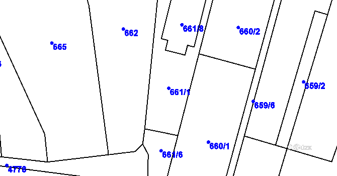 Parcela st. 661/1 v KÚ Tasovice nad Dyjí, Katastrální mapa