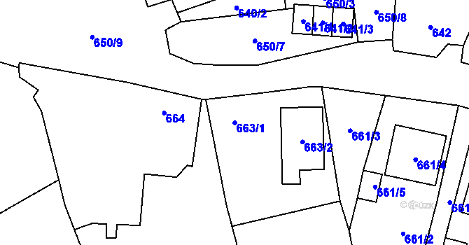 Parcela st. 663/1 v KÚ Tasovice nad Dyjí, Katastrální mapa