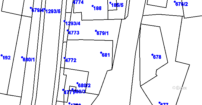 Parcela st. 681 v KÚ Tasovice nad Dyjí, Katastrální mapa