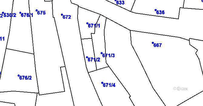 Parcela st. 671/3 v KÚ Tasovice nad Dyjí, Katastrální mapa