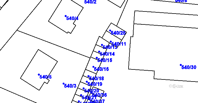 Parcela st. 540/14 v KÚ Tasovice nad Dyjí, Katastrální mapa