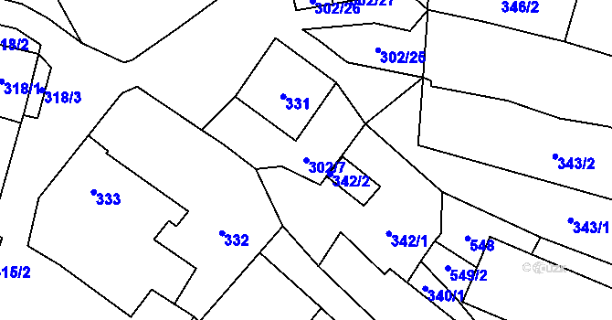Parcela st. 302/7 v KÚ Tasovice nad Dyjí, Katastrální mapa