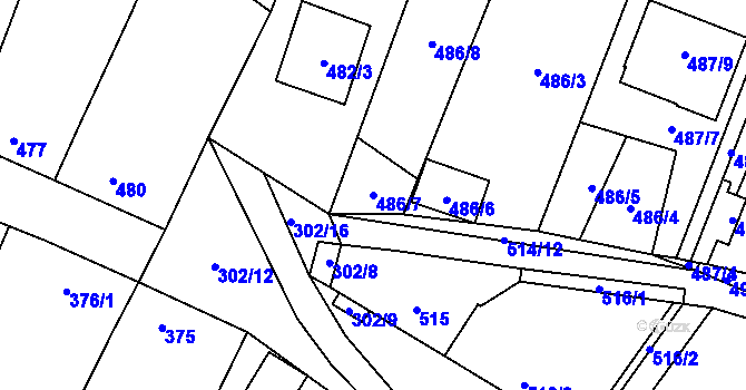 Parcela st. 486/7 v KÚ Tasovice nad Dyjí, Katastrální mapa