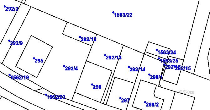 Parcela st. 292/13 v KÚ Tasovice nad Dyjí, Katastrální mapa