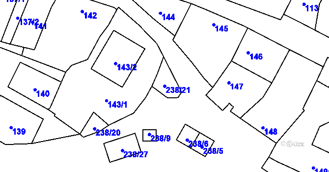 Parcela st. 238/21 v KÚ Tasovice nad Dyjí, Katastrální mapa