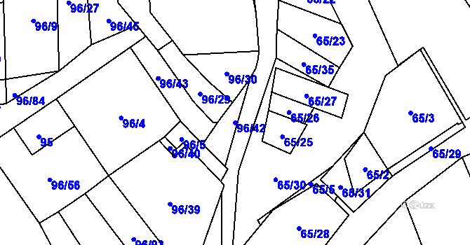 Parcela st. 96/42 v KÚ Tasovice nad Dyjí, Katastrální mapa
