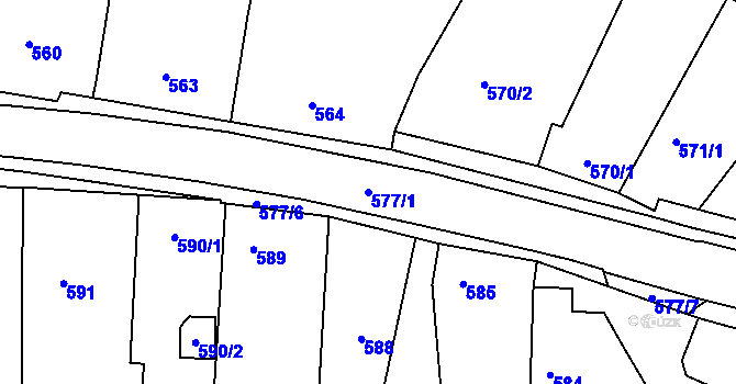 Parcela st. 577/1 v KÚ Tasovice nad Dyjí, Katastrální mapa