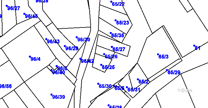 Parcela st. 65/26 v KÚ Tasovice nad Dyjí, Katastrální mapa