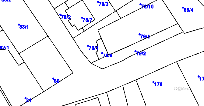 Parcela st. 78/9 v KÚ Tasovice nad Dyjí, Katastrální mapa