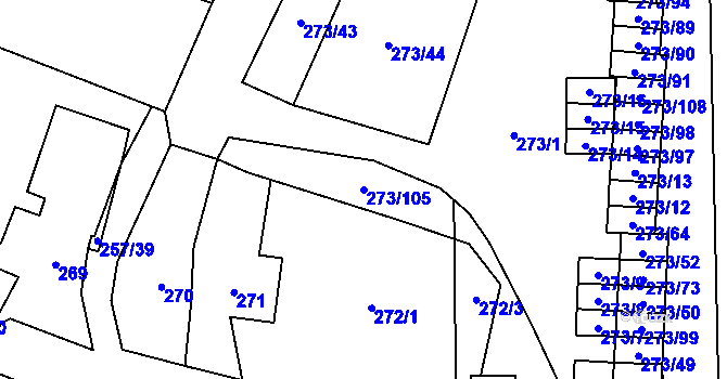 Parcela st. 273/105 v KÚ Tasovice nad Dyjí, Katastrální mapa