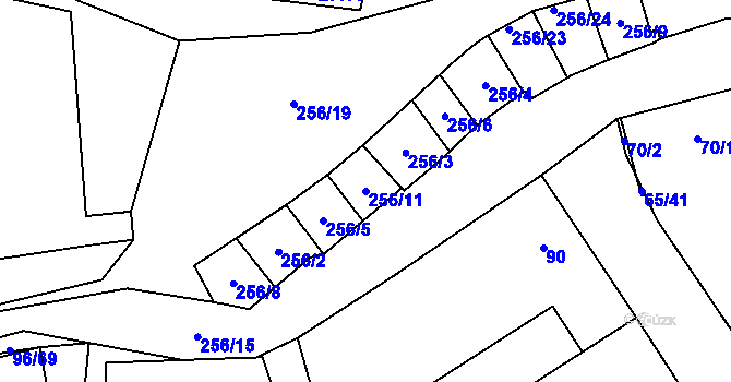 Parcela st. 256/11 v KÚ Tasovice nad Dyjí, Katastrální mapa