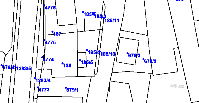 Parcela st. 185/10 v KÚ Tasovice nad Dyjí, Katastrální mapa