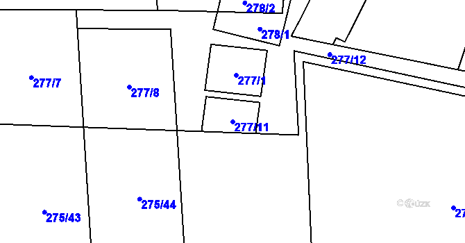 Parcela st. 277/11 v KÚ Tasovice nad Dyjí, Katastrální mapa