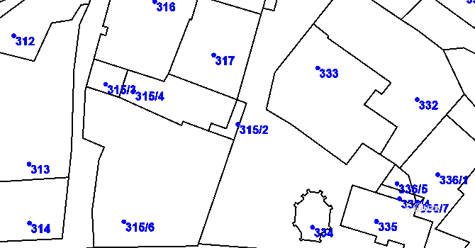 Parcela st. 315/2 v KÚ Tasovice nad Dyjí, Katastrální mapa