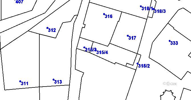 Parcela st. 315/4 v KÚ Tasovice nad Dyjí, Katastrální mapa