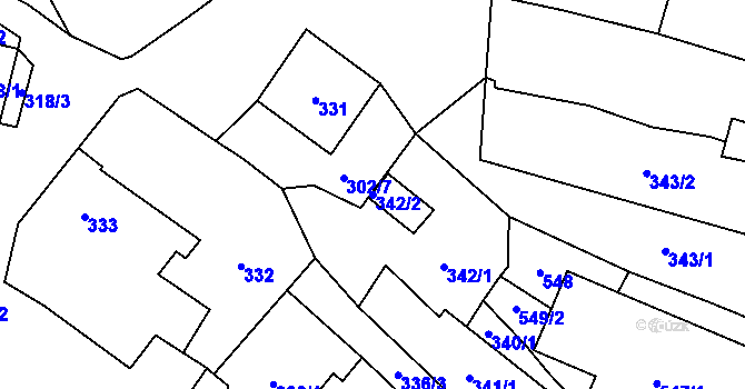 Parcela st. 342/2 v KÚ Tasovice nad Dyjí, Katastrální mapa