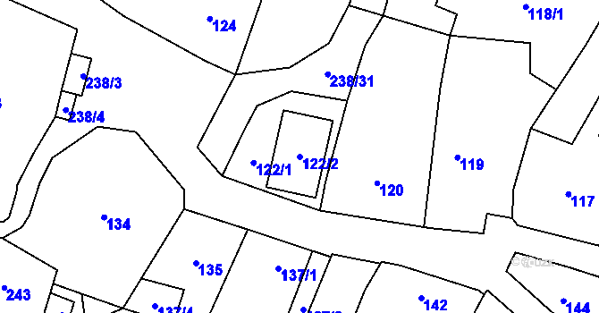 Parcela st. 122/2 v KÚ Tasovice nad Dyjí, Katastrální mapa