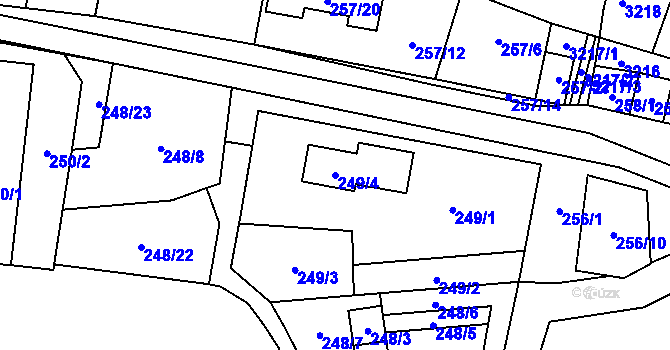 Parcela st. 249/4 v KÚ Tasovice nad Dyjí, Katastrální mapa