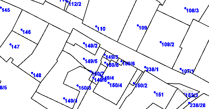 Parcela st. 149/3 v KÚ Tasovice nad Dyjí, Katastrální mapa