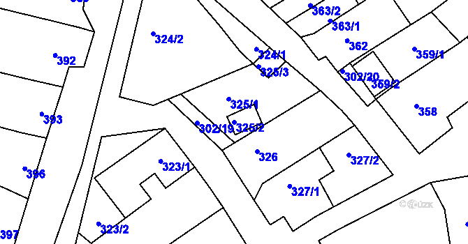 Parcela st. 325/2 v KÚ Tasovice nad Dyjí, Katastrální mapa