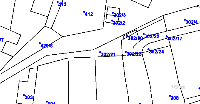 Parcela st. 302/21 v KÚ Tasovice nad Dyjí, Katastrální mapa