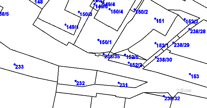 Parcela st. 238/35 v KÚ Tasovice nad Dyjí, Katastrální mapa