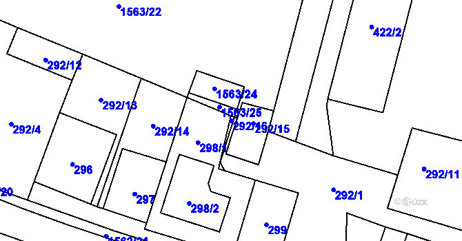 Parcela st. 292/16 v KÚ Tasovice nad Dyjí, Katastrální mapa