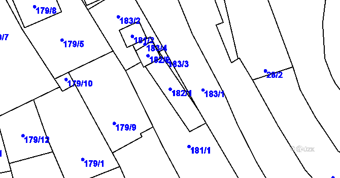 Parcela st. 182/1 v KÚ Tasovice nad Dyjí, Katastrální mapa