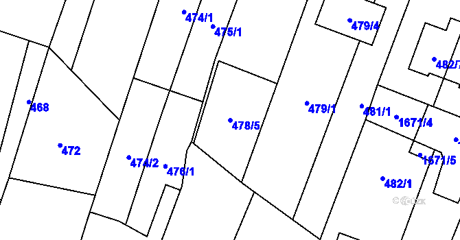Parcela st. 478/5 v KÚ Tasovice nad Dyjí, Katastrální mapa