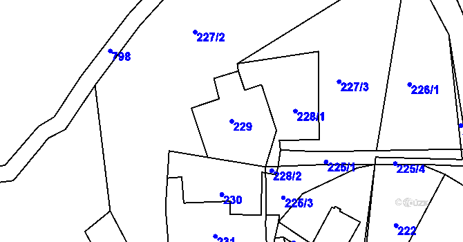Parcela st. 229 v KÚ Čeřeniště, Katastrální mapa