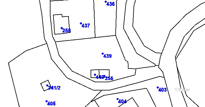 Parcela st. 439 v KÚ Horní Zálezly, Katastrální mapa