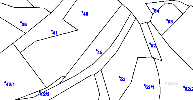 Parcela st. 45 v KÚ Proboštov u Tašova, Katastrální mapa