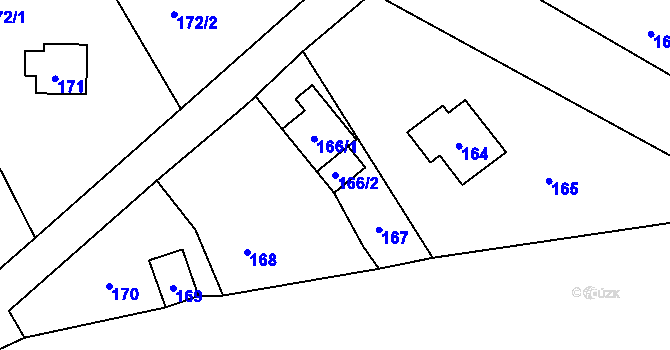 Parcela st. 166/2 v KÚ Proboštov u Tašova, Katastrální mapa