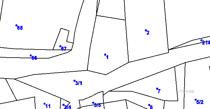 Parcela st. 1 v KÚ Tašov, Katastrální mapa